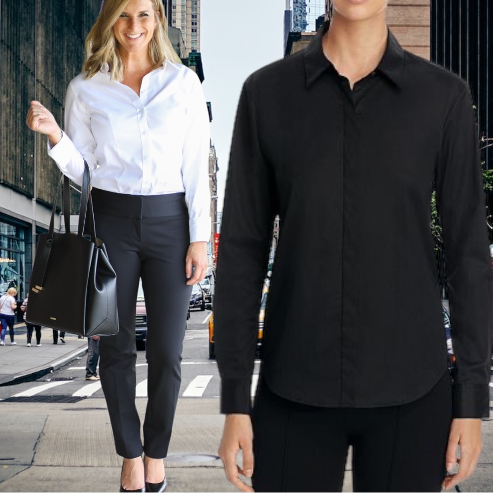 DKNY: Women's (XL) Collared Long Sleeve Business Casual Button Down Blouse
